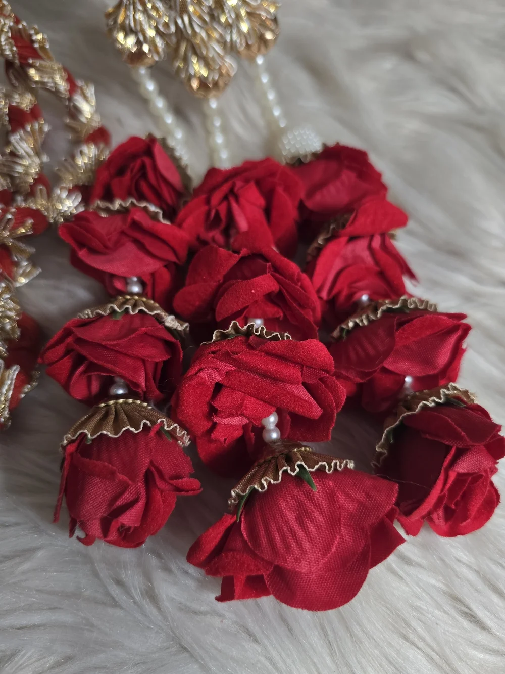 Red Floral Tassel Punjabi Paranda - Women Accessories